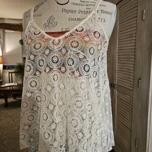 NWOT C & V Chelsea & Violet Lace Swing Tank Top Cream color Size M